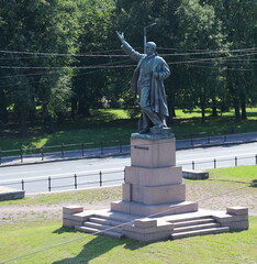 Bronze monument to revolutionary and Soviet politician Volodarsky, Obukhovskaya Oborona Avenue, St. Petersburg, Russia, July 09, 2024