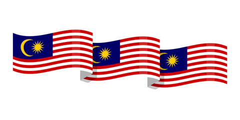 Vector illustration of wavy Malaysia flag on transparent background