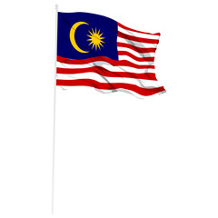 Vector illustration of wavy Malaysia flag on transparent background