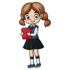 Cute happy school girl cartoon 