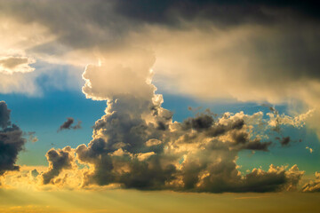 Beautiful sky over a field after a summer thunderstorm.