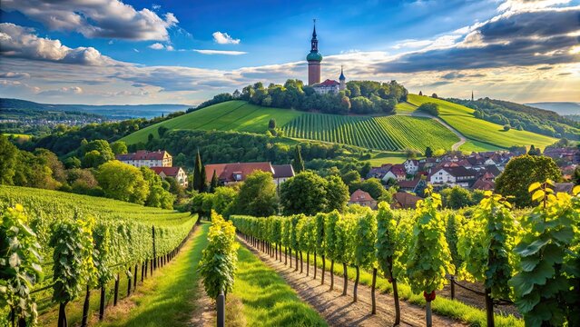 Beautiful vineyards on the hills of Radebeul