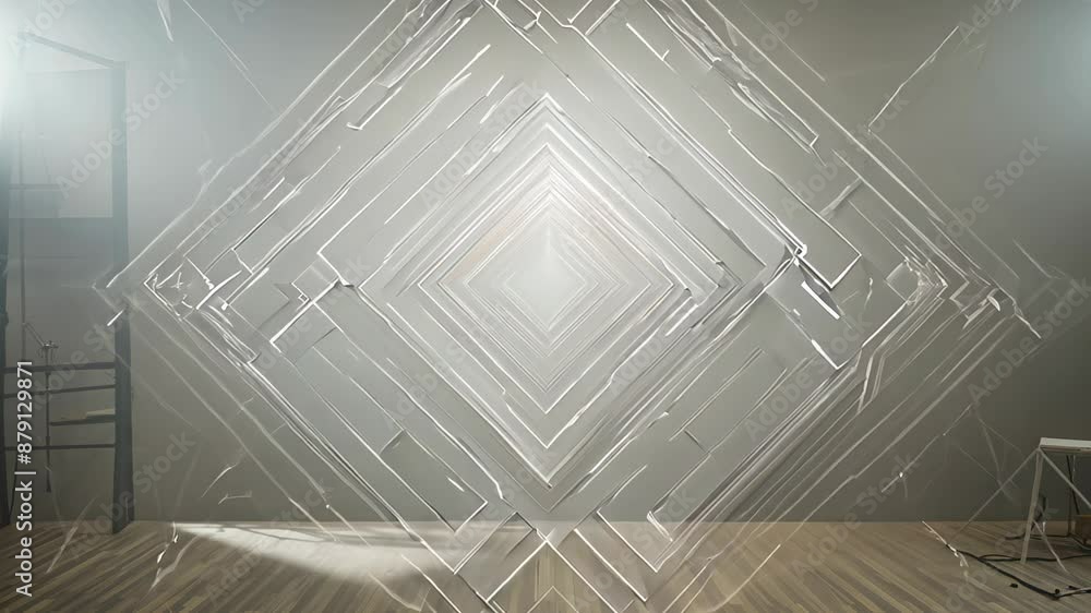 Poster geometric pattern in the center, creating the effect of the illusion of depth. concept: graphic desi