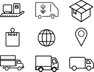 set of logistic icon illustration. delivery, transportation, shipping, business, cargo, industry, logistic