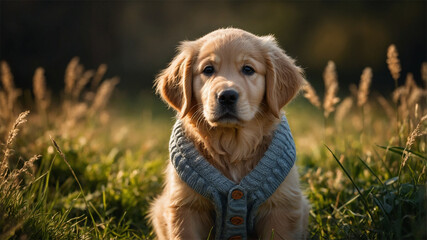 A cute, long-haired, bright-eyed dog looks up.
