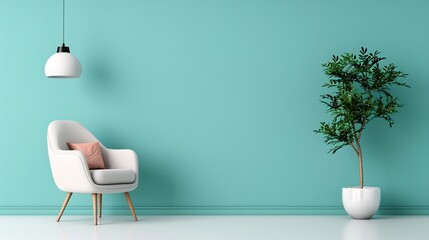 Cozy Reading Nook: Flat Design Illustration of a Chair Next to a Lamp for Relaxing Reading Sessions