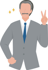 成功してピースをする経営者の男性