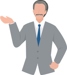 丁寧に案内をする経営者の男性