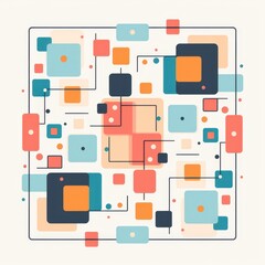 Pastel Geometric Shapes Interconnected