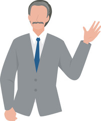 こちらに向かって手を振る経営者の男性