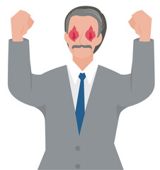 やる気に満ちて目が燃えている経営者の男性