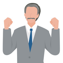 喜んでガッツポーズをする経営者の男性