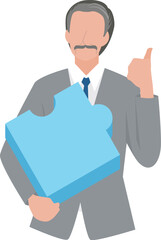 パズルのピースを持つ経営者の男性