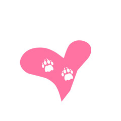 heart paw print vector element