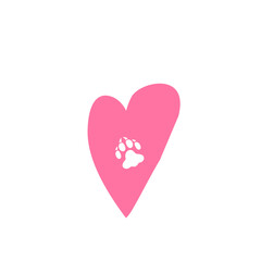 heart paw print vector element
