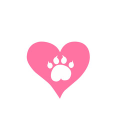 heart paw print vector element