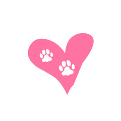 heart paw print vector element