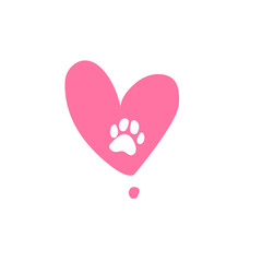 heart paw print vector element