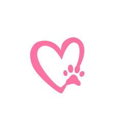 heart paw print vector element