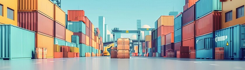 Supply chain distribution flat design front view theme logistics 3D render Split-complementary color scheme