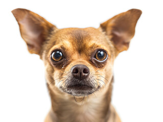 Fototapeta premium Adorable brown Chihuahua puppy sitting isolated on white background