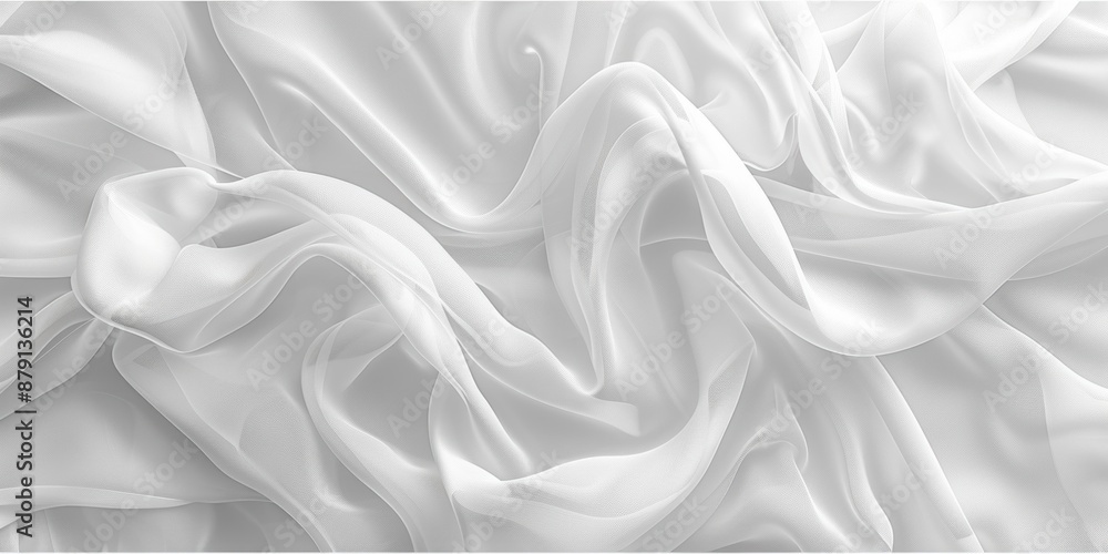 Poster delicate white fabric draped in soft, flowing folds, creating an elegant and serene visual effect.