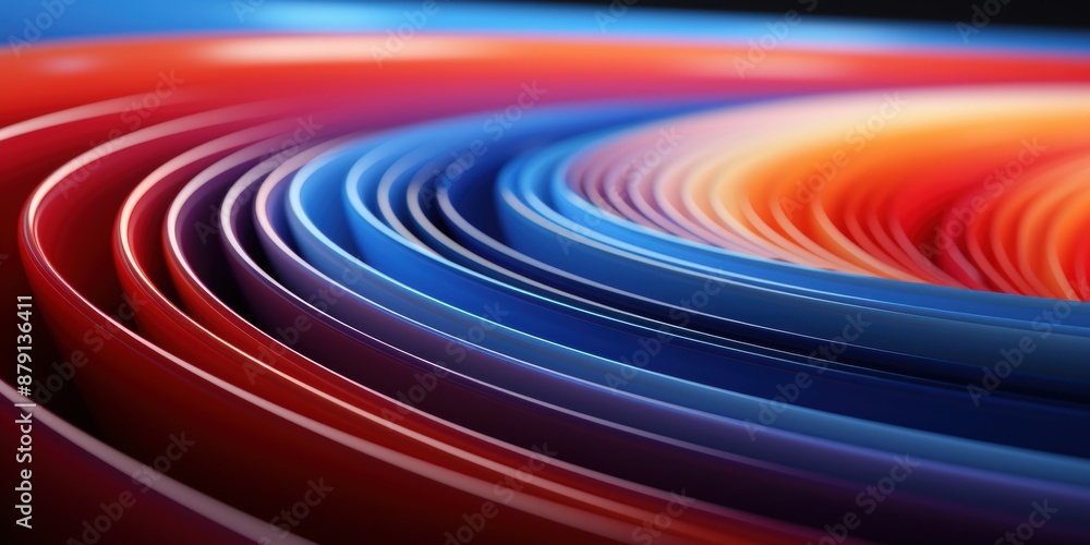 Poster A vibrant abstract background featuring smooth, curved lines in various shades of red, blue, and orange, creating a dynamic visual effect.