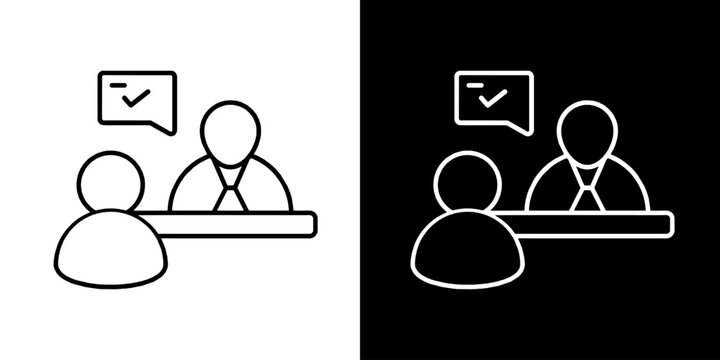 Interview, black icon, silhouette icon, employment, hiring, job interview, recruitment process, candidate assessment Icon