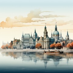 Obraz premium Dark Palette Minimalistic Art of Antwerp's Urban Landscape