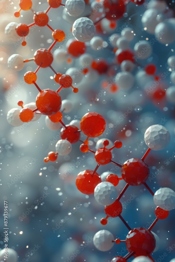 Aufkleber 3d rendering of a molecular structure. ai.