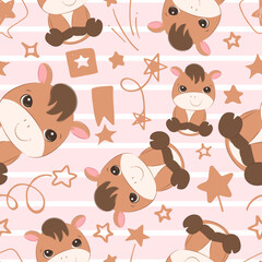 Cute baby animals seamless pattern
