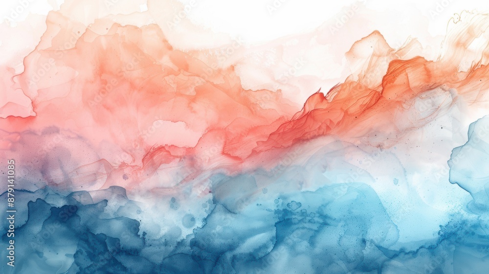 Aufkleber soft abstract watercolor painting with shades of red and blue, creating a serene and calming visual 