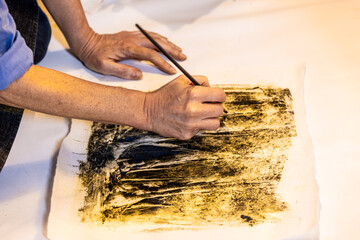 Monotype à l'encre sur papier