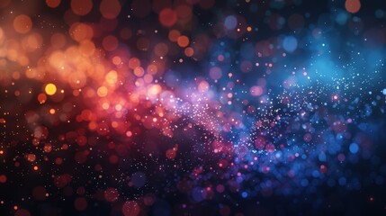 Abstract background with a blend of warm and cool colored bokeh lights, creating a dreamy and festive atmosphere.