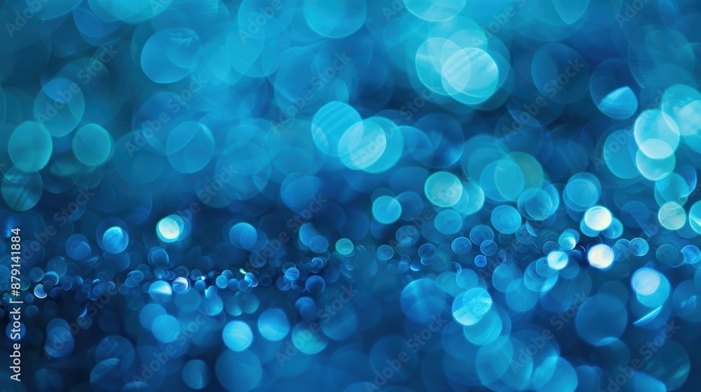 Poster abstract background with blue bokeh lights, creating a serene and calming visual effect, ideal for a
