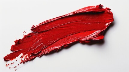 Red lipstick swatch on white background for beauty concept