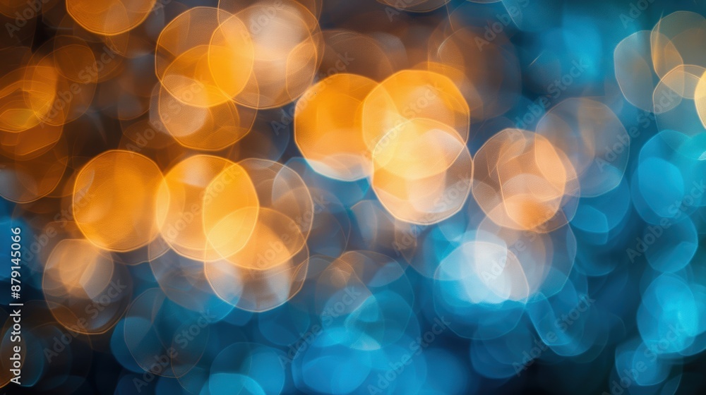 Aufkleber Abstract background featuring vibrant orange and blue bokeh lights, creating a dynamic and colorful visual effect.
