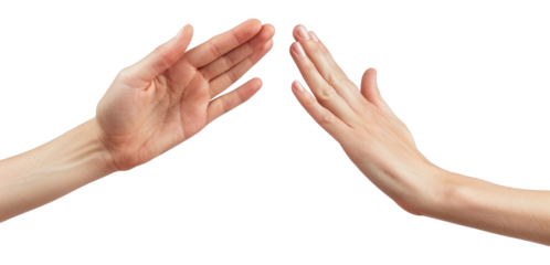 Hands finger white background togetherness.