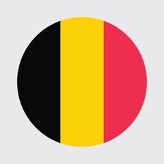  Belgium Flag Icon &ndash; Circular Belgium National Flag sign symbol vector illustration, Belgium country flag button