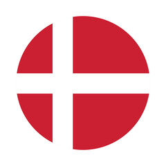 Denmark Flag Icon &ndash; Circular Danish National Flag sign symbol vector illustration, round flag of denmark country