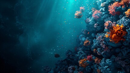 Obraz premium Underwater Coral Reef with Colorful Fish