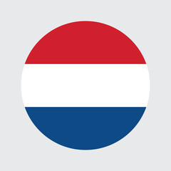 Netherlands Flag Icon – Circular netherlands National Flag sign symbol vector illustration, Netherlands round flag country button