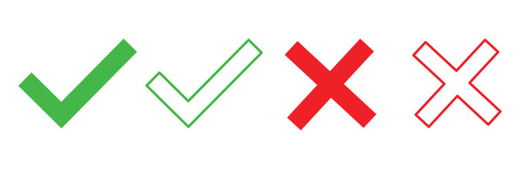 check mark tick cross vector  icon set 