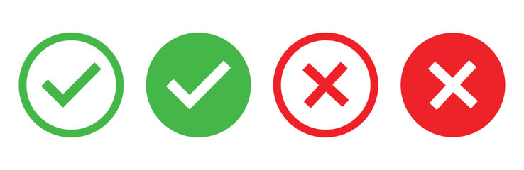 Obraz premium check mark tick wrong vector icon set 