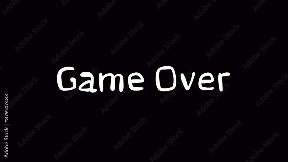 Poster game over text message animation in a hand written style