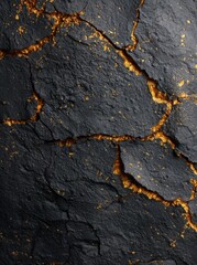 Fototapeta premium Cracked golden surface of slate rock