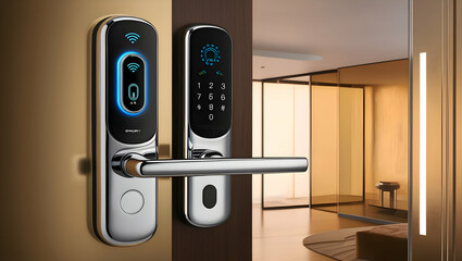 a smart home door lock with AI-powered security, securing a modern smart home.