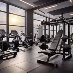 Obraz premium Variety of Gym and Fitness Equipment for a Complete Workout Routine