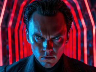 intense male portrait in dramatic lighting