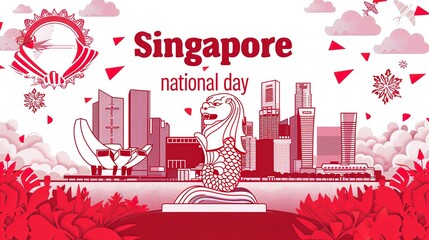 illustration for Singapore national day-9th august